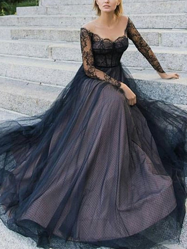 long black prom dresses with sleeves